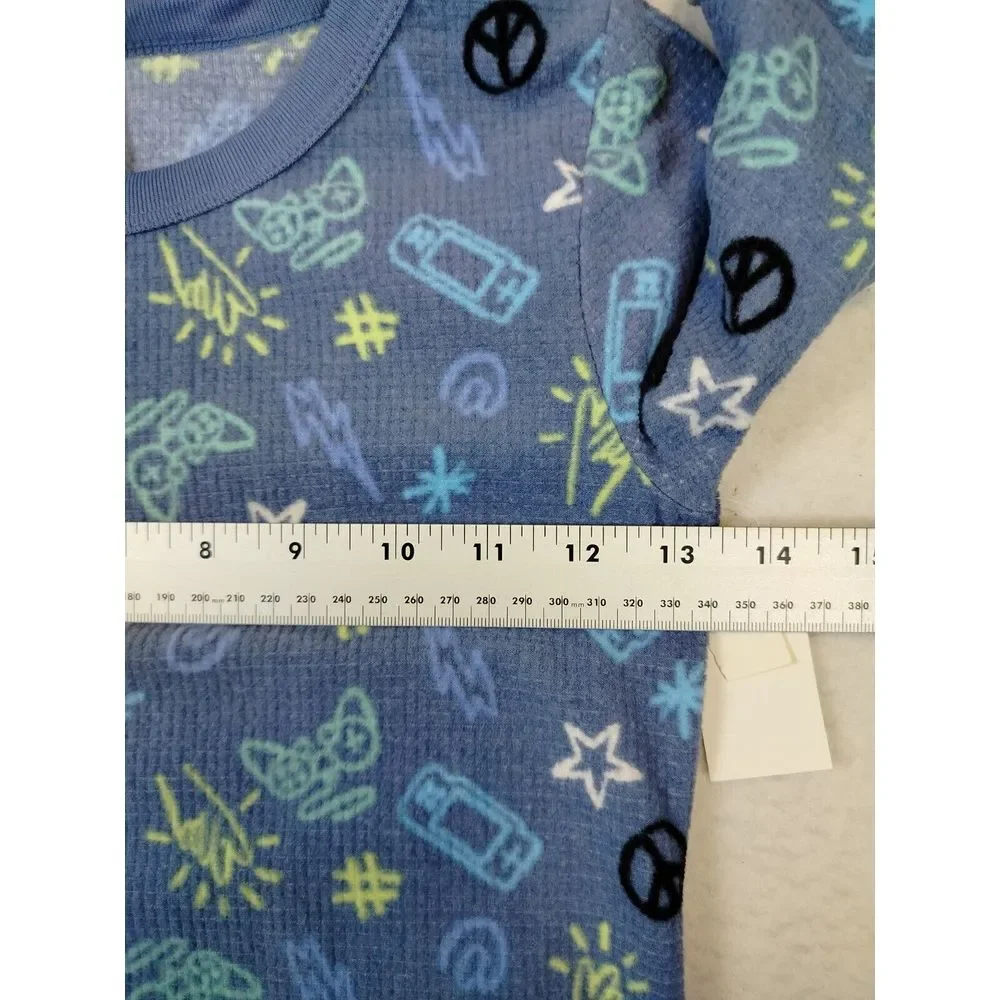 Calvin Klein Pajama Shirts Youth Boys Blue‎ 10 Classiccore Long Sleeve Geometric